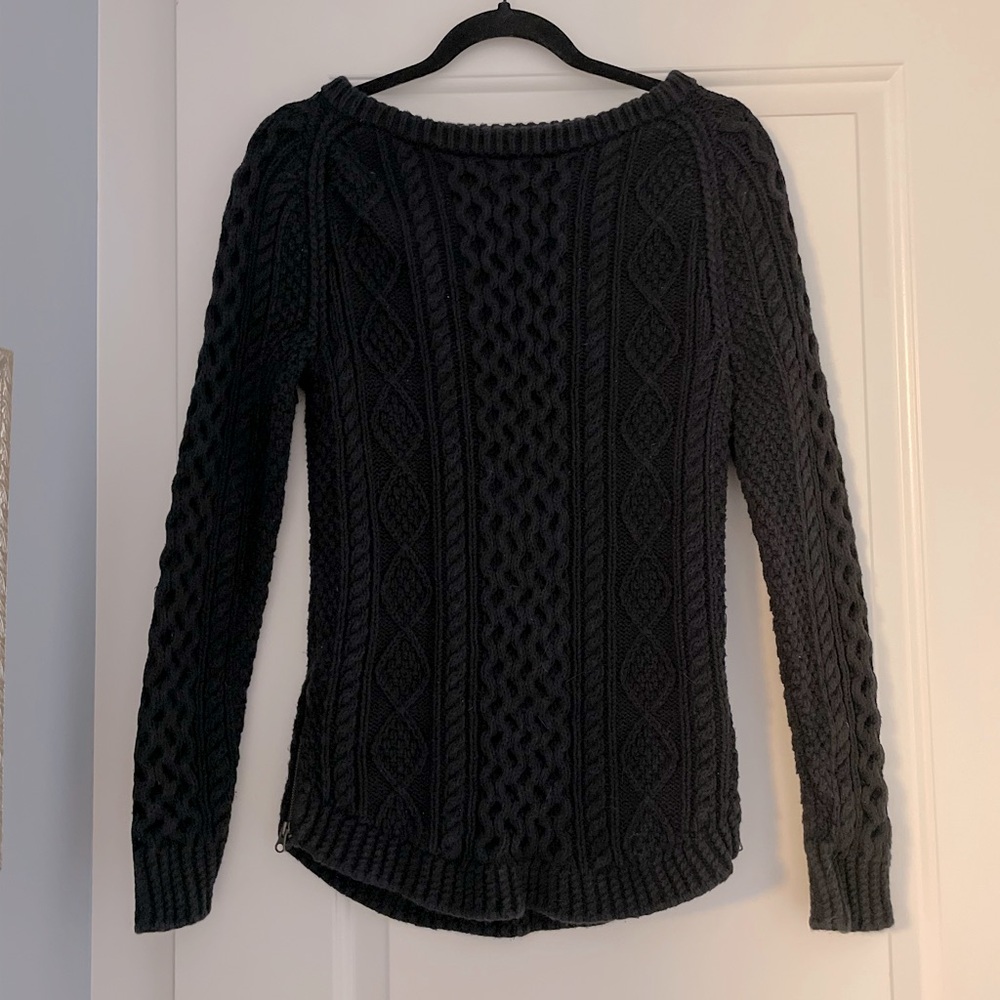 LL Bean Signature Fisherman Sweater, Black, XXS